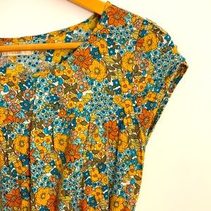 NWOT Tulle Floral Print Short Sleeve Dress